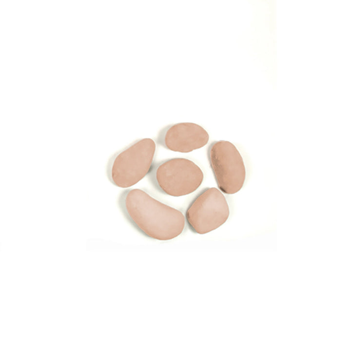 Large beige stones from the Rasmussen Vented FireStones assortment pack. These fire stones are designed to create a natural, stylish look in gas fire pits or fireplaces, enhancing the warmth and appearance of the flames with a modern touch for outdoor or indoor settings