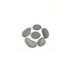 Large light gray Rasmussen vented fire stones assortment pack with six stones arranged in a round formation, crafted for outdoor fire pit applications. This heat-resistant fire stone set adds a stylish and natural look to any backyard fire pit, ideal for creating a cozy atmosphere. Suitable for outdoor fire bowls and enhancing modern fire pit designs.