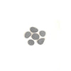 Medium-sized light gray Rasmussen vented fire stones assortment pack, featuring six stones arranged naturally. Designed for outdoor fire pits, these stones provide efficient heat distribution and add an elegant, natural aesthetic. Perfect for creating a modern outdoor fire feature, with easy installation and durable, heat-resistant properties