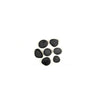 Small black stones from the Rasmussen Vented FireStones Assortment Pack, offering a close-up view of the smooth, realistic stone finish. These fire stones are designed for use in vented fireplaces and fire pits, providing heat resistance and a natural aesthetic.