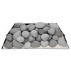 Light gray Rasmussen vented fire stones in a flat arrangement on a metal tray, bringing a soft and neutral tone to vented fireplaces. This stone set is perfect for creating a calm and inviting atmosphere in fire pits or fireplaces.