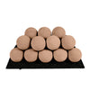 Beige Rasmussen Vented Uniform FireBalls stacked in a pyramid on a black tray. The soft beige tones of the fireballs contrast beautifully with the black tray, adding a modern touch to your vented fireplace. Ideal for use with natural gas or propane fireplaces, these fireballs create an elegant visual effect when flames dance around them.