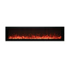 Wide-format Remii Extra Slim indoor/outdoor electric fireplace with extended flame visuals across a sleek black frame. Featuring a brilliant ember bed and soft lighting, this fireplace complements spacious interiors and covered outdoor areas with a seamless, built-in look.