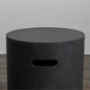 Close-up of the handle on the Starfire Designs Beton 16" Graphite Round Propane Tank Cover, showcasing its ergonomic design and detailed craftsmanship, perfect for easy access while blending with outdoor fire pit aesthetics.