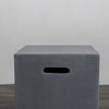 Close-up of the top section of the Starfire Designs Beton 16-inch Natural Gray Square Propane Tank Cover, highlighting its smooth texture and ergonomic hand slots. Designed for both utility and aesthetics, this cover is an essential accessory for concealing propane tanks while maintaining a polished outdoor setup.