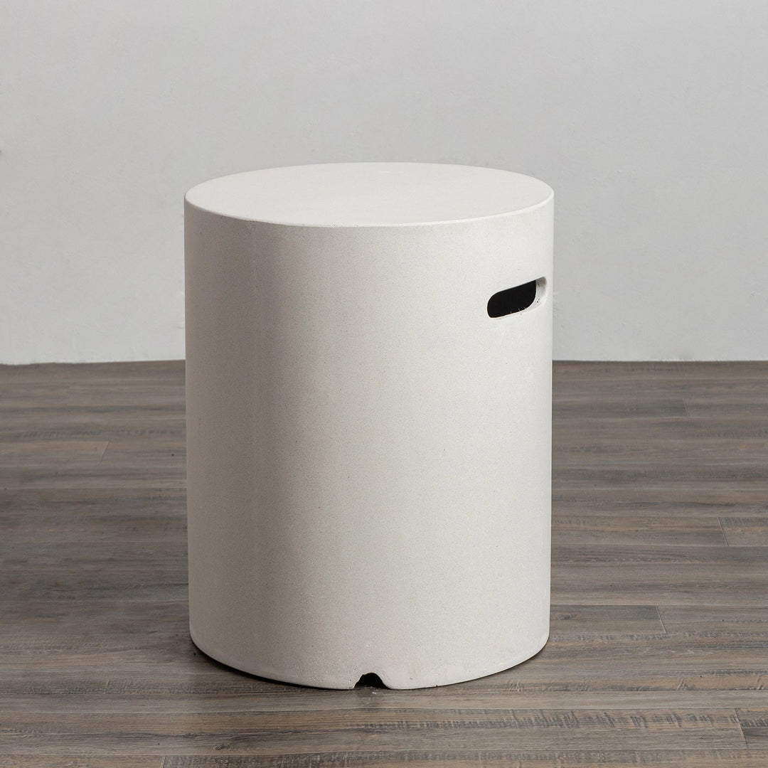 16" Round Beton Concrete (GFRC) Propane Tank Cover and End Table - White by Starfire Designs