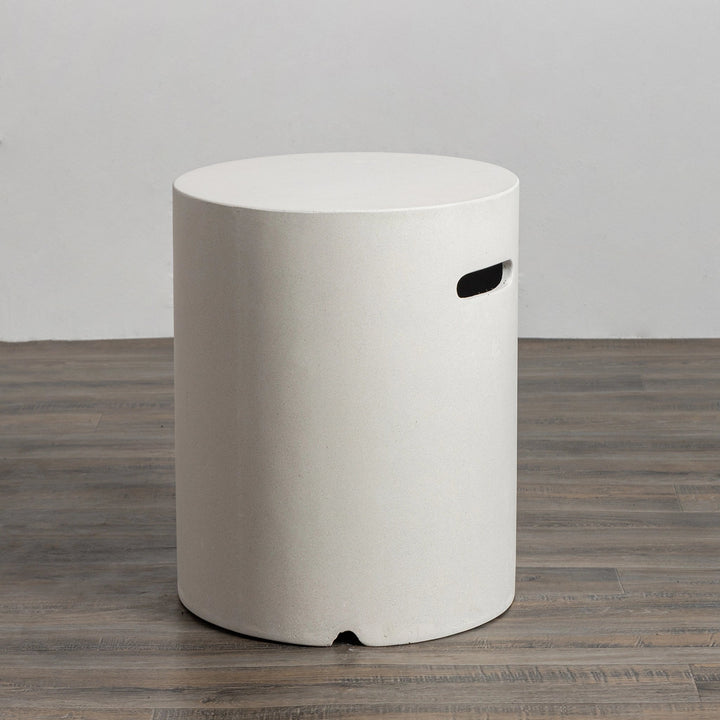 16" Round Beton Concrete (GFRC) Propane Tank Cover and End Table - White by Starfire Designs