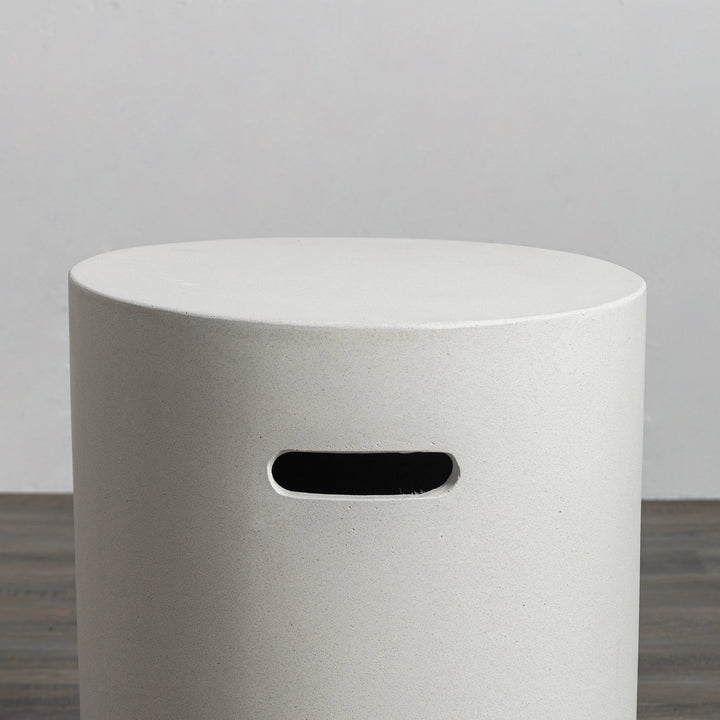 16" Round Beton Concrete (GFRC) Propane Tank Cover and End Table - White by Starfire Designs
