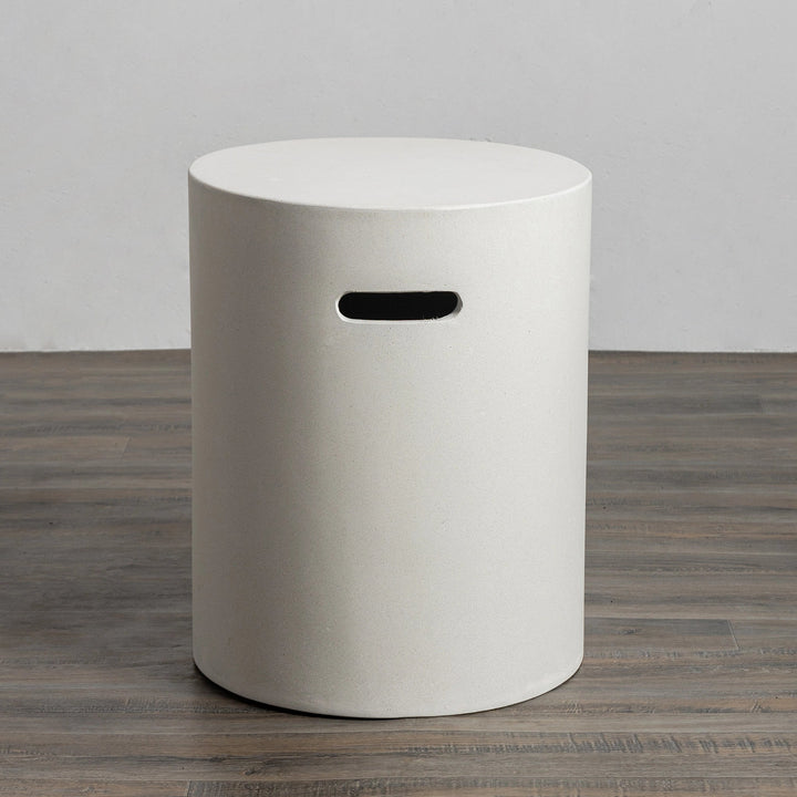 16" Round Beton Concrete (GFRC) Propane Tank Cover and End Table - White by Starfire Designs