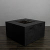 A side perspective of the Starfire Designs 42" Graphite Square Fire Pit, emphasizing its hidden propane tank design, sleek construction, and durable materials. Perfect for outdoor patios or backyards. 