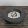 Top view of the Starfire Designs Beton 42 Inch Graphite Round Concrete Natural Gas Fire Pit with a stainless-steel round burner and open inner pit design, highlighting its durable construction, contemporary round shape, and ample space for lava rocks or fire glass.