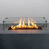 Minimalist side angle of the Starfire Designs Beton 55-inch natural gray rectangle gas fire pit, showcasing the smooth concrete finish and rectangular shape that fits contemporary outdoor spaces. The natural gray hue blends effortlessly with modern patios and garden décor