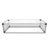 Starfire Designs Beton Rectangle Glass Wind Guard providing a clear view while shielding the flames on a gas fire pit, enhancing safety and style with a hidden propane tank