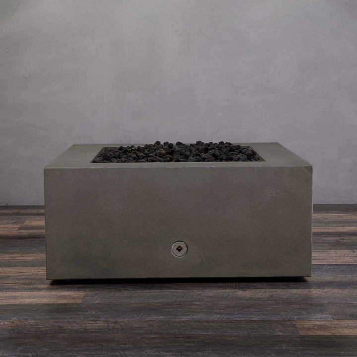 36" Square Gravity Concrete (GFRC) Fire Pit - Propane Gas Hardline - 110V Electronic Ignition System - Brown by Starfire Designs