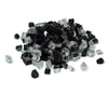 A pile of Starfire Glass 1/2" Broken Pre-Mixed Fire Glass in Black Diamond, featuring a sleek blend of jet black and reflective clear glass pieces. Perfect for use in fire pits, gas fire bowls, and fire tables, this heat-resistant fire glass enhances flame reflection for an elegant outdoor ambiance.