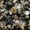 A close-up of Starfire Glass 1/2" Broken Pre-Mixed Fire Glass in Desert Gold, showcasing a mix of gold, bronze, and clear reflective fire glass. This premium fire pit glass enhances gas fire bowls, rectangular fire tables, and outdoor fireplaces, offering a warm, golden glow.