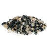 A mound of Starfire Glass 1/2" Broken Pre-Mixed Fire Glass in Egyptian Gold, showcasing its glossy gold and clear reflective pieces. This fireplace glass is perfect for modern fire pits, gas fire tables, and backyard fire bowls, offering brilliant flame reflection and heat-resistant durability.