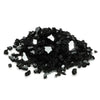 Starfire Glass 1/4-inch Broken Fire Glass in Black Reflective, offering a sleek and modern aesthetic with reflective black surfaces that enhance the visual appeal of fire features. Perfect for outdoor fire pits, gas fireplaces, and contemporary decor.