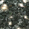 Close-up view of Starfire Glass 1/4" Broken Fire Glass in Gray Reflective. Its modern gray tones with reflective elements enhance outdoor fire pits, patio fire tables, or backyard fire features. Heat-resistant and stylish for contemporary settings.