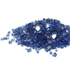 Starfire Glass 1/4-inch Broken Fire Glass in Cobalt Reflective, showcasing a vibrant blue hue with reflective surfaces that create dazzling effects under firelight. Perfect for adding a bold and sophisticated style to your fire feature.