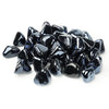 A collection of Starfire Glass Reflective Fire Diamonds in Black, designed for fire pits and fireplaces. These heat-resistant, highly reflective fire glass diamonds create a striking contrast, offering a bold and modern look for gas fire bowls and outdoor fire features.
