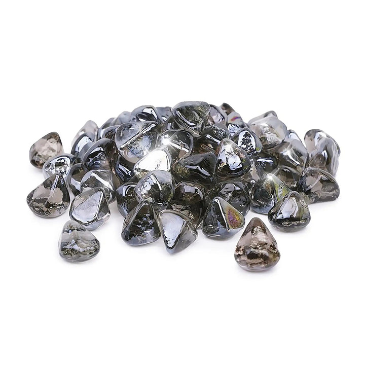 A rich bronze-toned pile of Starfire Glass Reflective Fire Diamonds, perfect for enhancing a luxury fire pit. Their smooth, polished surface radiates warmth and depth, making them an ideal addition to gas fire tables and fire bowls for outdoors.