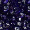 A rich and deep cobalt blue close-up of Starfire Glass Reflective Fire Diamonds, featuring a smooth, shimmering surface. These fire glass gems elevate any luxury outdoor fire pit or modern gas fireplace, providing a dramatic and bold aesthetic.