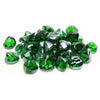 A vibrant collection of Starfire Glass Reflective Fire Diamonds in Emerald Green, adding a natural, gem-like aesthetic to any patio fire pit or gas fire table. These heat-resistant fire media pieces create a luxurious, high-end fire display.