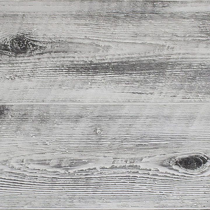 Close-up texture of The Outdoor Plus 120-inch Catalina Wood Grain Concrete Gas Fire Pit in Ivory. The wood grain pattern adds a rustic charm to the concrete structure, creating a visually appealing design. Ideal for those looking to add a natural wood aesthetic with the durability of concrete to their outdoor fire pit