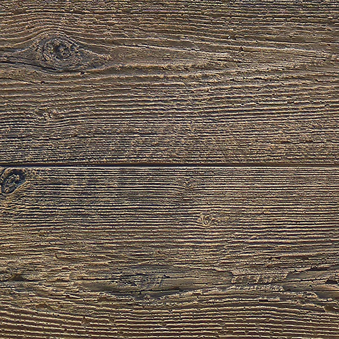 Close-up texture view of The Outdoor Plus 120-inch Catalina Wood Grain Concrete Gas Fire Pit in Oak finish. This image showcases the detailed wood grain texture, mimicking the look of real oak wood. The concrete construction ensures durability and weather resistance, making it ideal for outdoor settings