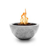 he Outdoor Plus 30" Luna Concrete Gas Fire Pit in rustic white with a weathered finish, featuring a deep bowl design that enhances the warmth and ambiance of any outdoor space. This concrete fire pit is perfect for modern patios and garden settings, providing a natural gas option for convenience and style. The rustic white color adds a touch of elegance, making it a standout piece for outdoor living areas.