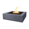 The Outdoor Plus 36-inch Quad Concrete Gas Fire Pit in Gray, presenting a sleek, minimalist design perfect for modern outdoor spaces. Crafted from durable concrete, this gas-powered fire pit provides warmth and a clean aesthetic, enhancing patios, terraces, and garden settings with its subtle sophistication.