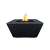The Outdoor Plus 36" Redan Concrete Gas Fire Pit in black, presenting a sleek and modern design with a bold black concrete finish. Perfect for any outdoor living space, this gas fire pit creates a striking contrast with its surroundings while offering warmth and durability.