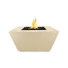 The Outdoor Plus 36" Redan Concrete Gas Fire Pit in Vanilla, a soft, creamy tone that brings a light and airy feel to outdoor environments. The geometric design and smooth finish make this fire pit an ideal centerpiece for backyard or patio areas, combining functionality with modern elegance. 