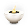 The Outdoor Plus 37" Sienna Concrete Gas Fire Pit in pearl exudes elegance with its smooth and contemporary design. The bright, pearl finish adds a touch of sophistication to any outdoor setting, making it an ideal centerpiece for modern patios. With durable concrete construction and a bowl design, this fire pit delivers both style and functionality.