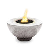 The Outdoor Plus 37" Sienna Concrete Gas Fire Pit in rustic white features a minimalist and modern design. The crisp, white concrete finish offers a clean, fresh look, making it a perfect fit for contemporary outdoor spaces. The fire pit's durable construction and simple, bowl-shaped design ensure both aesthetics and functionality.