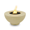 The Outdoor Plus 37" Sienna Concrete Gas Fire Pit in vanilla features a warm, cream-colored finish that adds softness and elegance to your outdoor space. The smooth concrete surface and bowl shape make this fire pit an inviting centerpiece for any backyard or patio. Its neutral tone allows it to blend with various design styles.