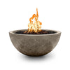The Outdoor Plus 38-inch Luna Concrete Gas Fire Pit in moss stone features a natural stone finish with a smooth, curved bowl design. Perfect for outdoor spaces, this durable fire pit operates on propane or natural gas and adds warmth and style to any patio or backyard setting