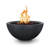 The Outdoor Plus 38-inch Luna Concrete Gas Fire Pit in slate boasts a contemporary bowl design with a sophisticated gray finish. Perfect for modern outdoor living, this fire pit is made of durable concrete and operates with propane or natural gas to deliver warmth and style.