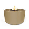 The Outdoor Plus 42" Chat Height Florence Concrete Gas Fire Pit in a classic brown finish. With its smooth, round shape and subtle texture, this fire pit adds a sophisticated and natural touch to any outdoor space. Ideal for evening gatherings, offering warmth and beauty. 