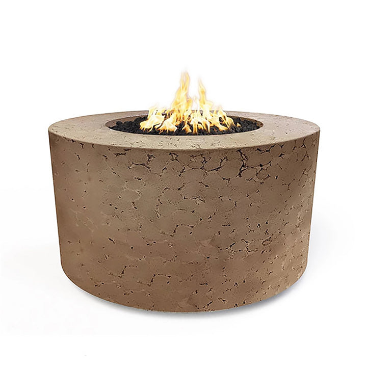  The Outdoor Plus 42" Chat Height Florence Concrete Gas Fire Pit in coffee finish. This beautifully crafted fire pit creates an elegant focal point for any backyard or patio area, combining earthy tones with a modern cylindrical design. Perfect for outdoor entertaining.