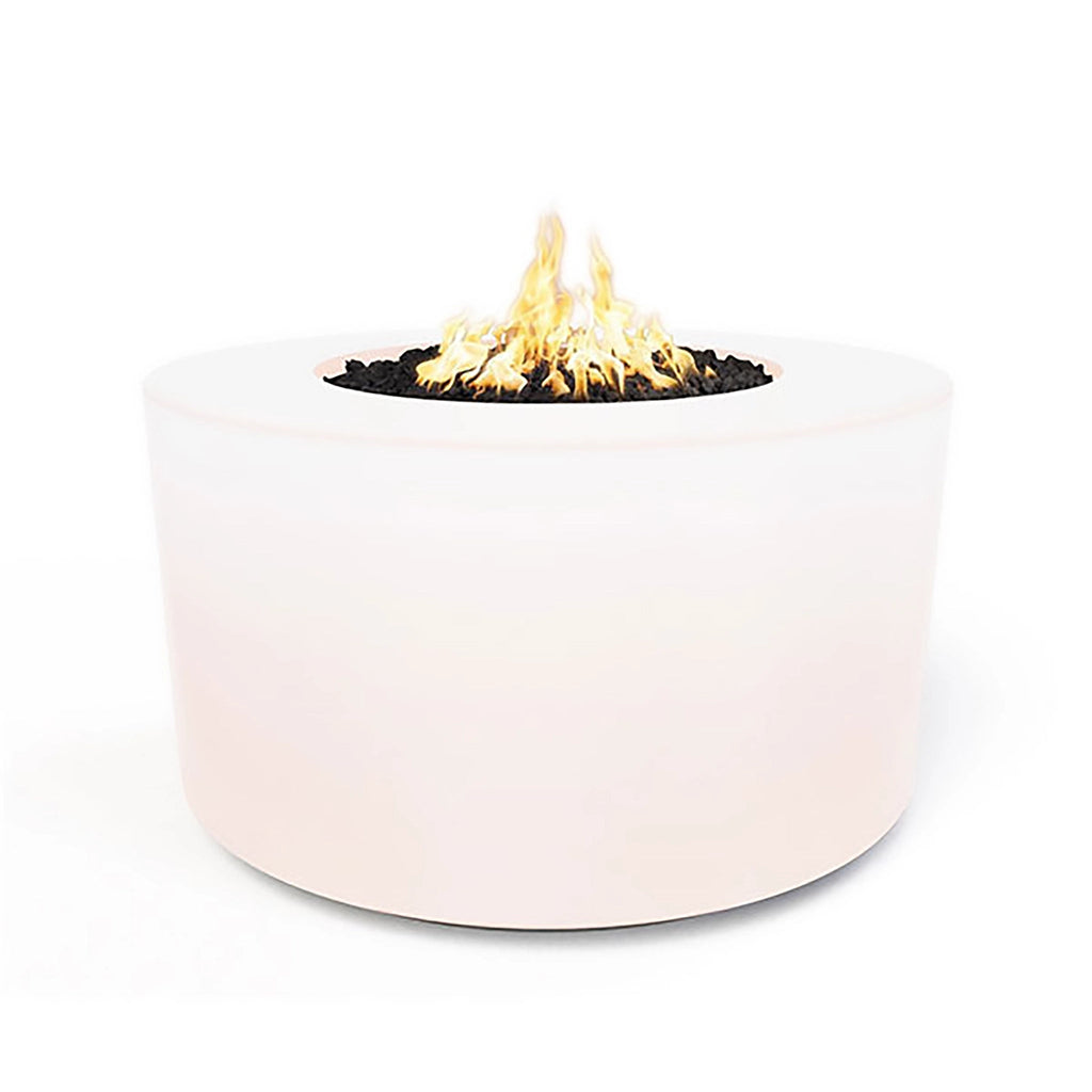 he Outdoor Plus 42" Chat Height Florence Concrete Gas Fire Pit in pearl boasts a polished finish for a smooth and luxurious look. This fire pit adds a touch of elegance to any outdoor setting, ideal for those who want a modern and clean aesthetic. 