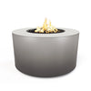The Outdoor Plus 42" Chat Height Florence Concrete Gas Fire Pit in silver offers a sleek and contemporary design. Its smooth surface and metallic silver finish create a modern statement in any outdoor living space, providing style and functionality.