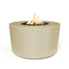 The Outdoor Plus 42" Chat Height Florence Concrete Gas Fire Pit in vanilla features a smooth and refined surface that blends well with a range of outdoor decor styles. Its light, neutral color offers versatility, making it suitable for contemporary or traditional spaces.