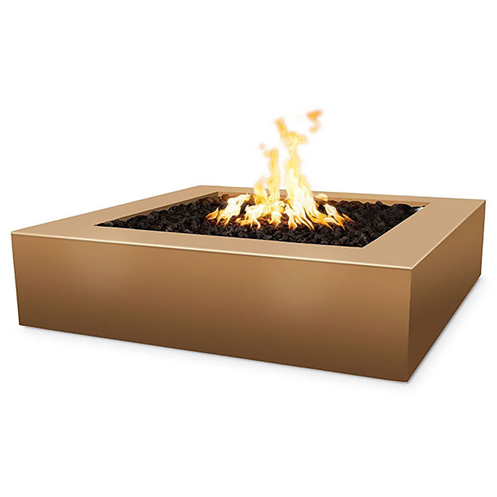 The Outdoor Plus 42" Quad Concrete Gas Fire Pit in bronze delivers a luxurious touch with its warm metallic finish and sleek square design. This fire pit provides both warmth and style, ideal for high-end outdoor setups. The durable concrete construction ensures long-lasting use, and the natural gas burner produces a cozy, inviting flame