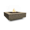 The Outdoor Plus 48" Cabo Square Concrete Gas Fire Pit in moss stone finish, featuring a modern and sleek design. Perfect for outdoor patios or gardens, the durable concrete body is complemented by a smooth moss stone texture, offering a stylish solution for warmth and ambiance. Ideal for enhancing backyard aesthetics with a contemporary look.