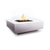 The Outdoor Plus 48" Cabo Square Concrete Gas Fire Pit in pearl finish. This luxurious fire pit, made from durable concrete, boasts a refined pearl texture that adds a touch of elegance to any patio or garden. The square design is both modern and functional, providing warmth and style for outdoor spaces.