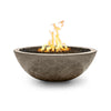 The Outdoor Plus 48" Sedona Concrete Gas Fire Pit in a rustic moss stone finish. This bowl-shaped fire pit has a unique greenish stone texture that gives a natural, earthy feel, making it ideal for integrating into natural or garden-themed landscapes. Its smooth concrete construction ensures durability and is suitable for both propane and natural gas options. With a deep bowl for holding lava rocks or fire glass, this moss stone fire pit adds a beautiful focal point for outdoor patios and backyards, providi
