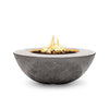 The Outdoor Plus 48" Sedona Wide Ledge Concrete Gas Fire Pit in Rustic Gray, designed to mimic the natural texture and look of raw stone. This fire pit's rustic gray finish gives it a rugged yet refined aesthetic, making it a great addition to nature-inspired outdoor spaces. The durable concrete construction combined with the round shape offers a perfect balance of form and function.