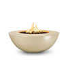 he Outdoor Plus 48" Sedona Wide Ledge Concrete Gas Fire Pit in Vanilla, featuring a smooth, creamy finish. This fire pit's neutral vanilla color complements a variety of outdoor décor styles, adding a touch of sophistication to patios, decks, and garden areas. Its wide ledge design and robust concrete construction make it both functional and aesthetically pleasing.